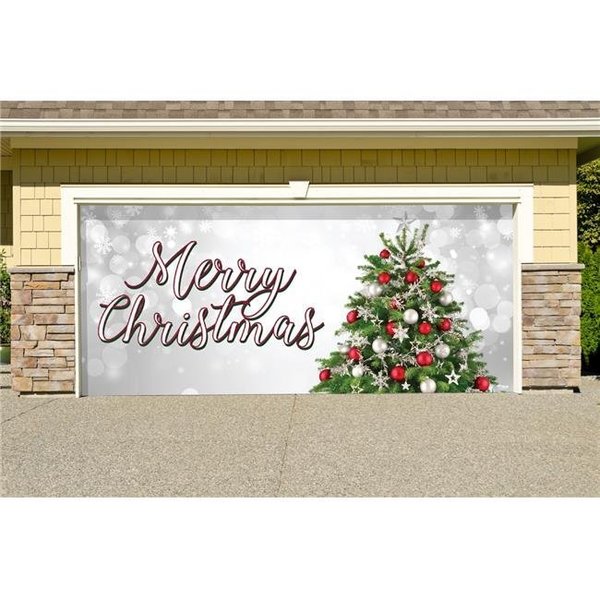 My Door Decor My Door Decor 285905XMAS-025 7 x 16 ft. Merry Christmas Tree Christmas Door Mural Sign Car Garage Banner Decor; Multi Color 285905XMAS-025